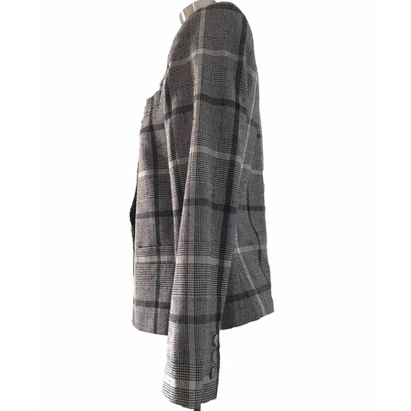 Vintage Stirling Cooper Neutral Beige Plaid Cropped Academia Blazer Jacket - 2 - Picture 4 of 9